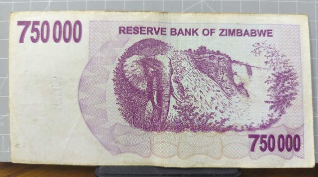 Zimbabwe $750,000 bank note