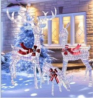 2x Hyoechi 3 Piece Lighted Deer