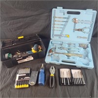 Small Toolbox with Contents and Partial Tool Kit
