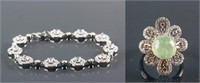 Set of Prasiolite Ring & Crystal Bracelet