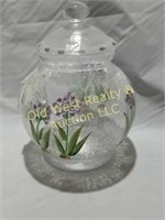 Crackle Glass Hand Painted Cookie Jar