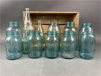Vintage Pepsi Crate and Mason Jars