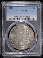 1885 MORGAN DOLLAR PCGS MS64