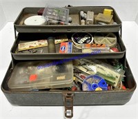 Rusty Black Metal Tackle Box Full Of Tackle