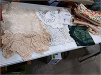 Doilies (some stains). Table Runner and Eight