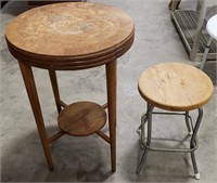 Circular side table 19"x27" and a short stool