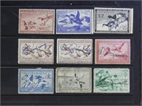 US Duck Stamps Used Wounded Ducks on card, mostly