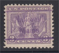 US Stamps #537 Precancel, purple Hallowell Maine P