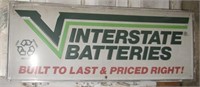 Metal Interstate Battery sign. Measures 60" x