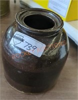 Vintage stoneware bean pot missing lid