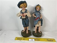 Vintage Ceramic Boy & Girl Statues Figures