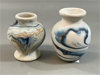 Lot of 2 Blue Nemadji US Pottery Vases