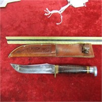 Vintage KABAR 55 Fixed blade knife w/sheath.