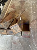 WOOD CHEESE BOXES, 6 COUNT, IN GARAGE