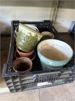 FLOWER POTS, CERAMIC AND OTHERS, IN GARAGE,