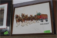 NEEDLEPOINT FRAMED "BUDWEISER"