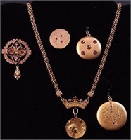 A group of Victorian gold-filled jewelry, all