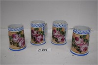 Four Limoges Floral Coffee Mugs