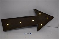 Lighted Rusted Metal Arrow Sign