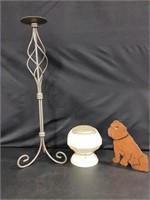 Candle holder, wooden dog , ceiling light