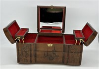 Vintage Oriental Carved Dragon Jewelry Box Chest