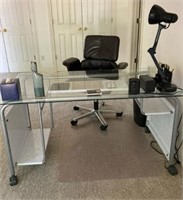 Modern Glass Top Office Desk & Chair