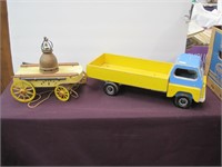 wooden box bed truck & wood fire fighting wagon