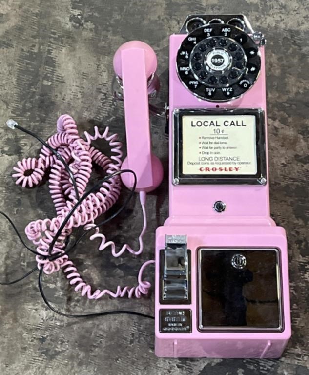 (F) Crosley Pink Phone 18.5 inches tall