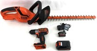 Black & Decker 20v Power Drill & Hedge Trimmer