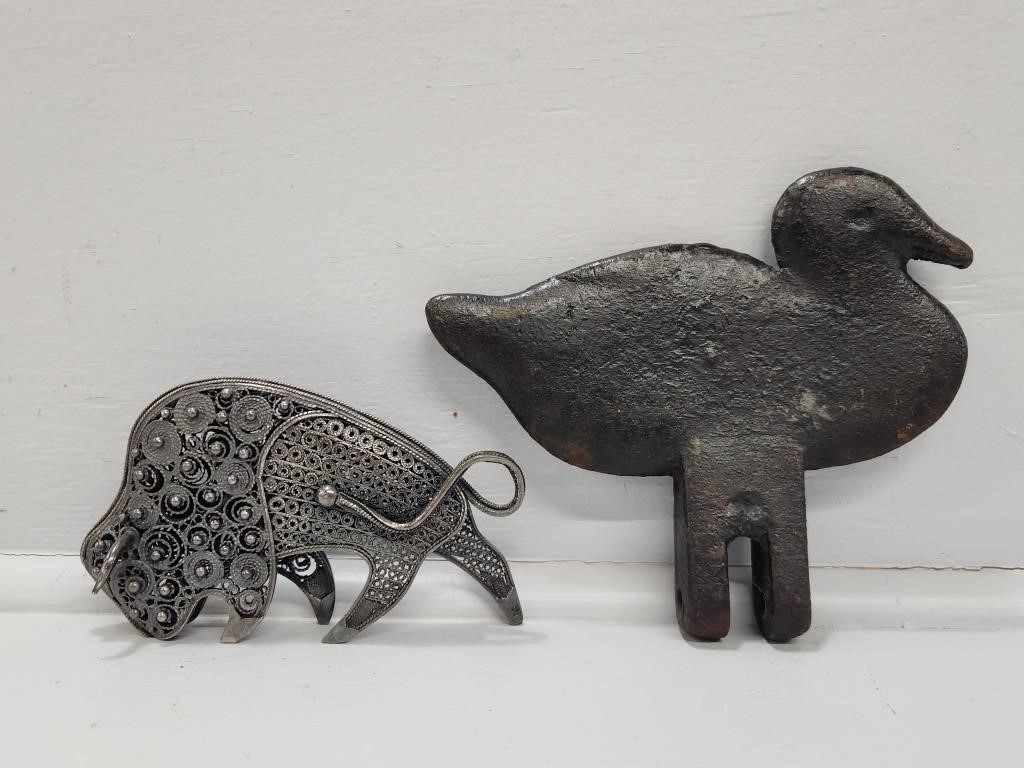 Metal Bull, Vintage Duck Carnival Shooting Target