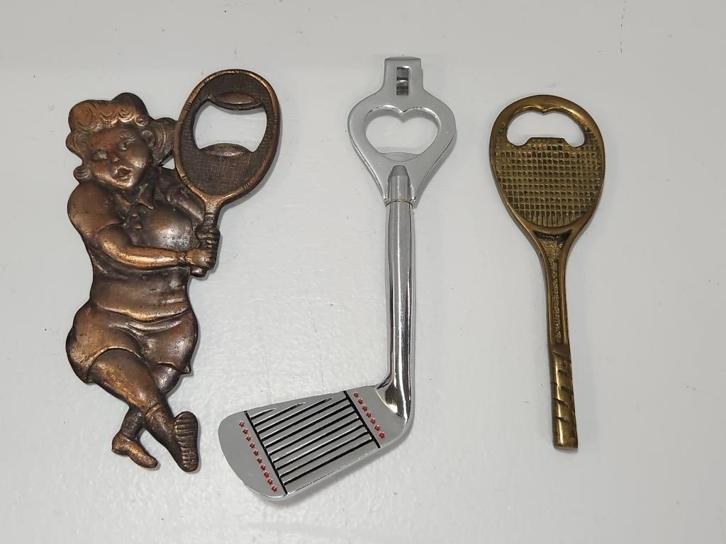 Vintage Bottle Openers:Bronze Tennis Lady, T