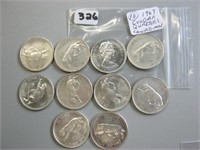10 Canadian Silver 1967 Cougar Quarters