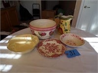 DISHES (HOMER LAUGHLIN HAS CHIPS, MADE IN ENGLAND)