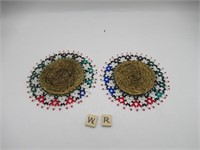 2 HAND BEADED COASTERS