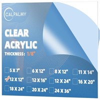 CALPALMY (2-Pack) 12 x 12” Clear Acrylic Sheet Ple