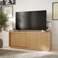 Beautiful Fluted TV Stand  70  Warm Honey