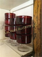 set 10 Ruby Red parfait footed dessert dishes