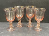 Hand Blown Pink Crystal Wine Glasses