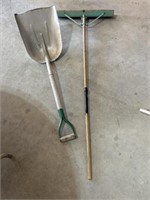 Scoop shovel and broom