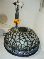LARGE LEADED GLASS TABLE LAMP WITH AMBER JEWELS