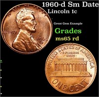 1960-d Sm Date Lincoln Cent 1c Grades GEM Unc RD