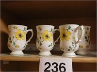 Four Royal Victoria bone china yellow floral cups