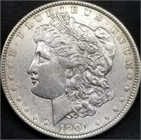 1901-P US Morgan Silver Dollar AU+ Semi-Key