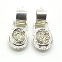Silver Silver Druzy(6.15ct) Earrings