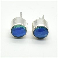 Silver Blue Quartz(4.1ct) Earrings