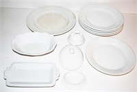 11 Pcs. of White Ironstone Plates, Lids, Dish