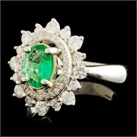 14K Gold Emerald & Diam Ring 0.69ct & 0.66ctw