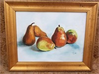 ORIGINAL SILL LIFE PAINITNG PEARS BY T. COLE
