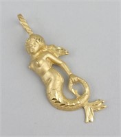 14K Gold Mermaid Pendant.