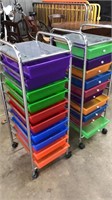 2 METAL ROLLING STORAGE CARTS